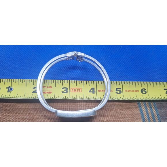 Sterling Silver bottom-hinged cuff bracelet-Tiger Eye- tested genuine 925 silver - Picture 6 of 7